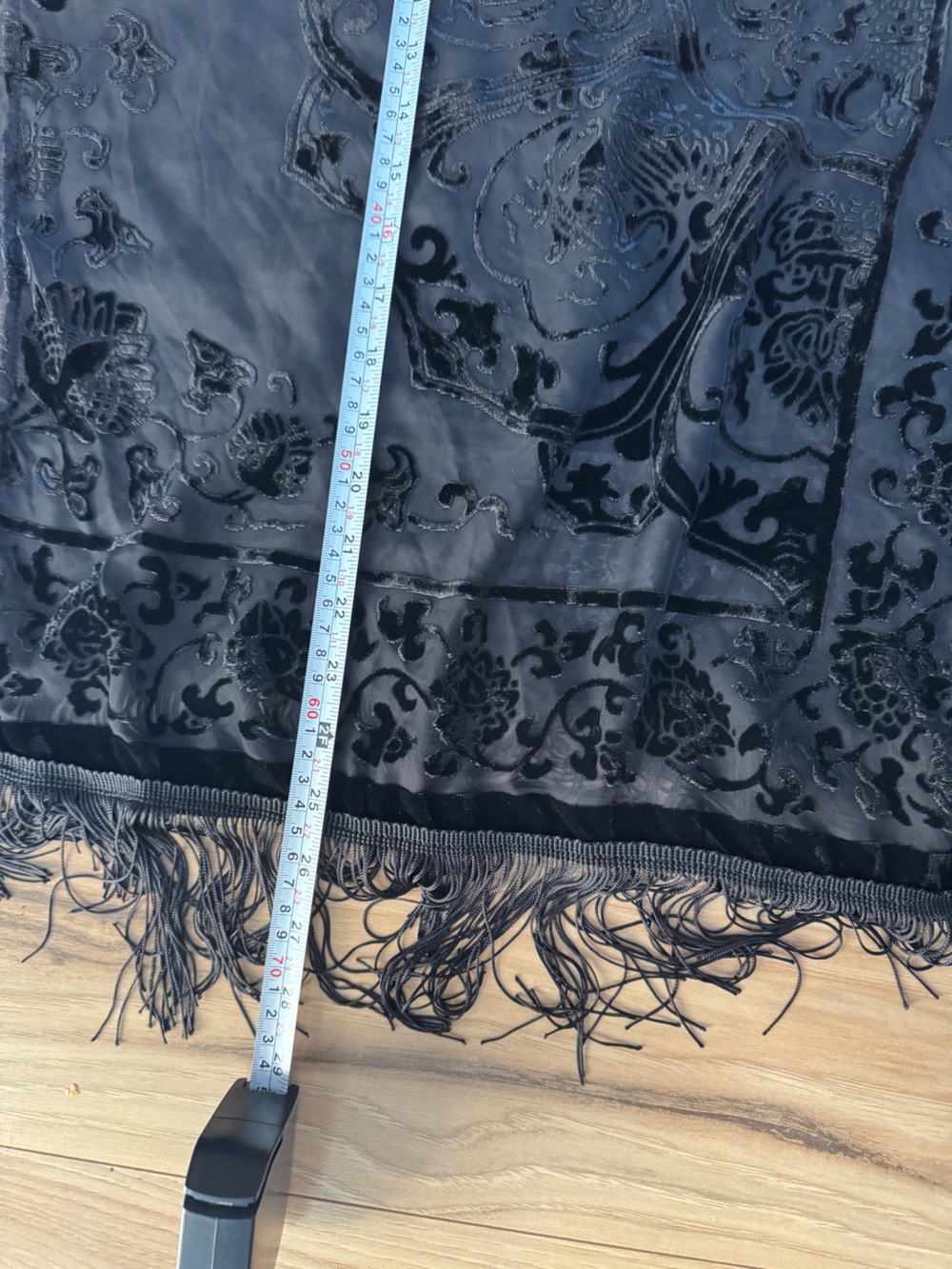 Mixit Black Velvet Burnout Sheer Fringe Kimono Wrap Whimsigoth Witchy One Size - Picture 15 of 15